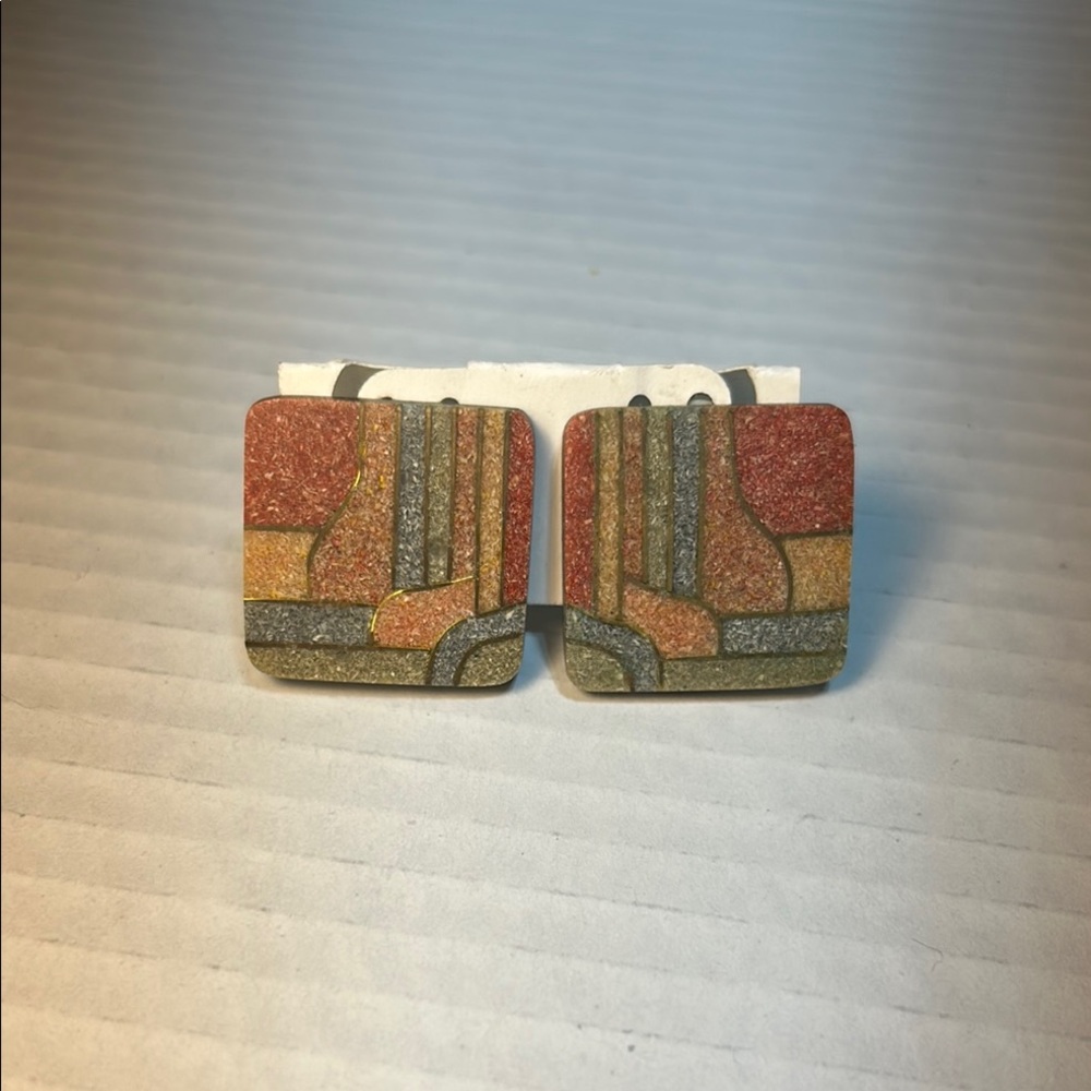 1980’s Atypical Clip On Square Earrings